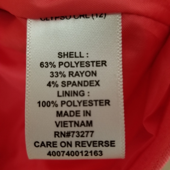 ELLE coral pink scallop trim hook closure long sleeve blazer jacket 12 - Picture 7 of 7